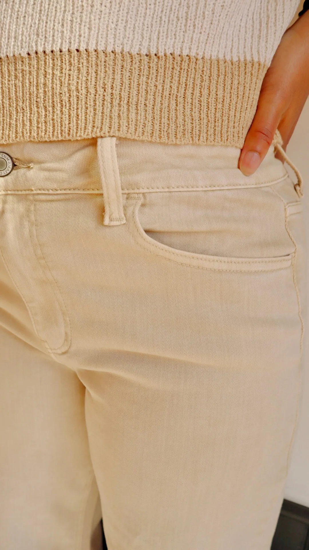 High Rise Crop Wide Colored Denim