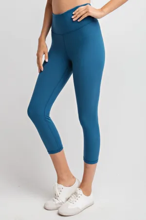 High Waisted Capri Yoga Leggings - Teal