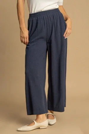 High Waisted Embellished Linen Pants Plus Size Available