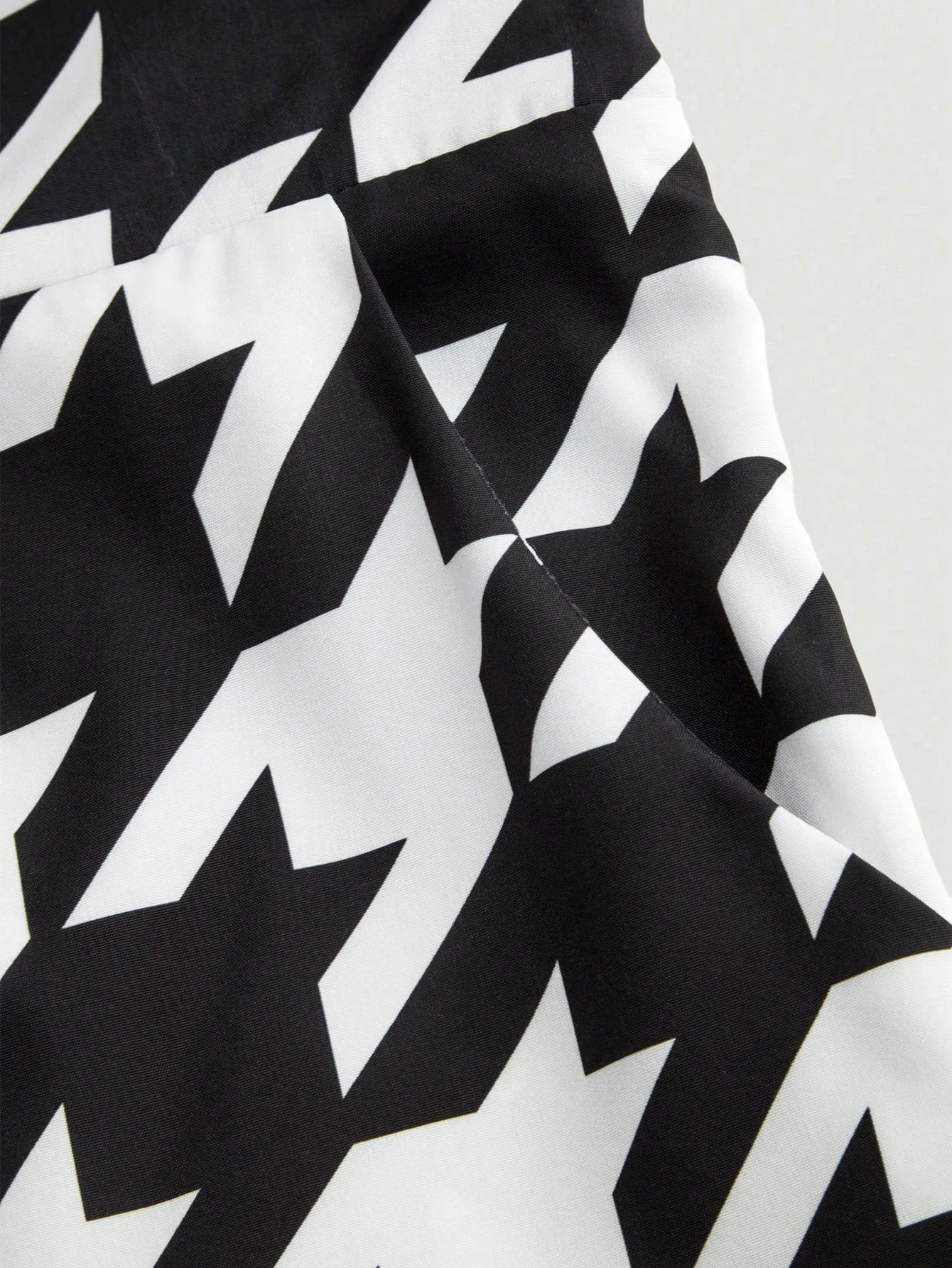Houndstooth Print High Waist Wide Leg Pants