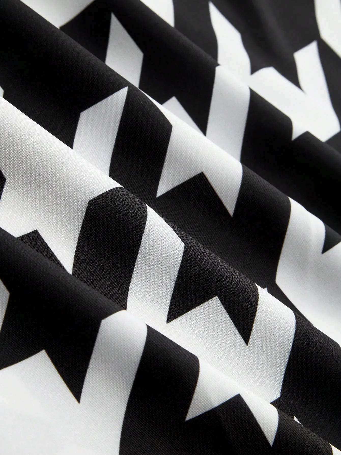 Houndstooth Print High Waist Wide Leg Pants