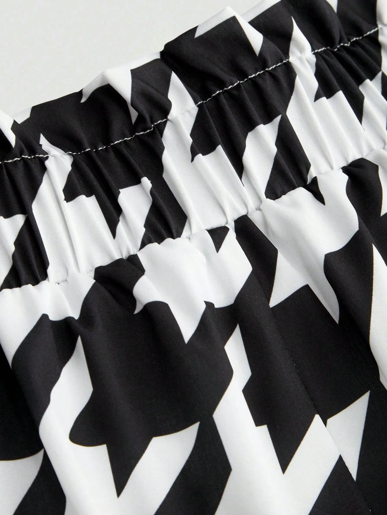 Houndstooth Print High Waist Wide Leg Pants