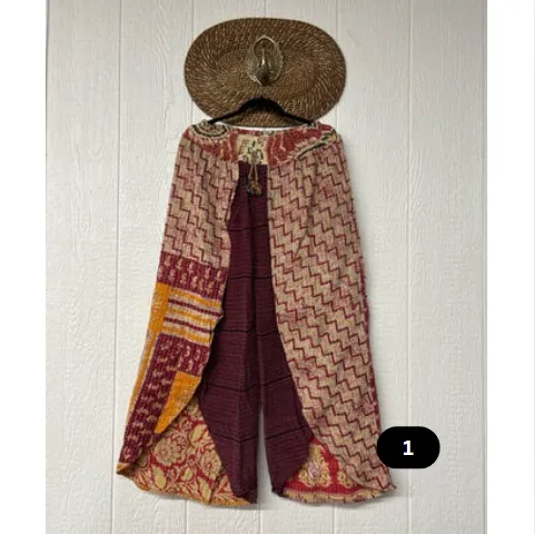 In Bloom Upcycled Kantha Pants