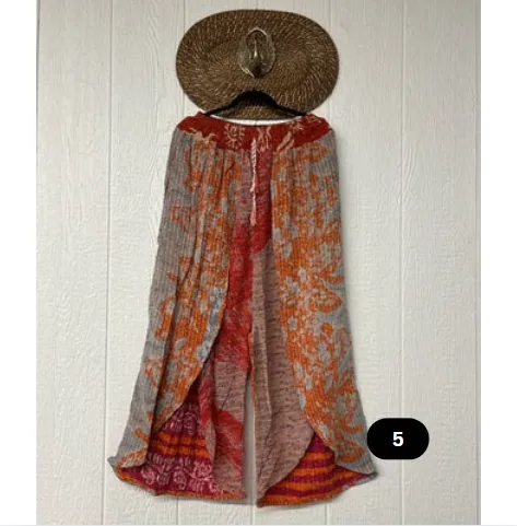 In Bloom Upcycled Kantha Pants