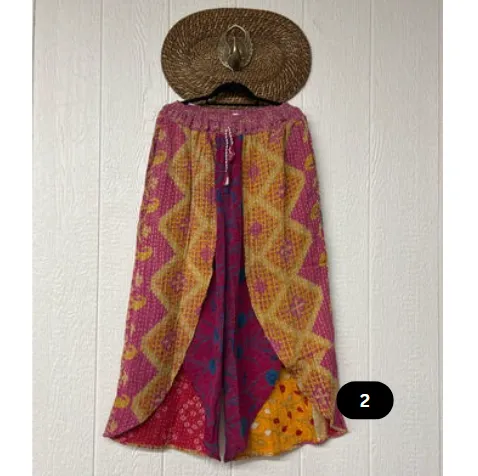 In Bloom Upcycled Kantha Pants