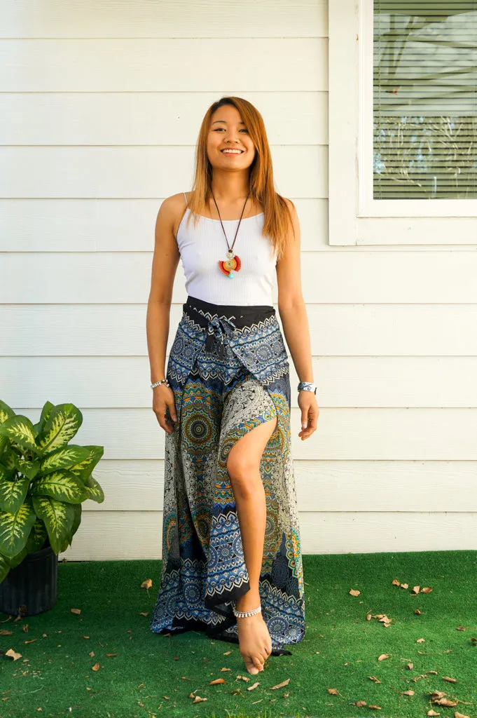 Indigo Dream Mandala Palazzo Wrap Pants