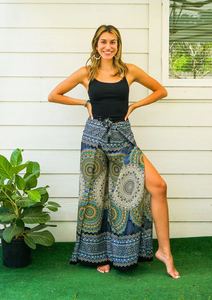Indigo Dream Mandala Palazzo Wrap Pants