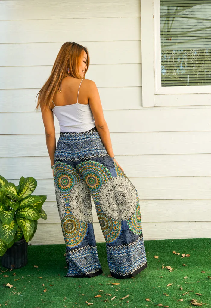Indigo Dream Mandala Palazzo Wrap Pants