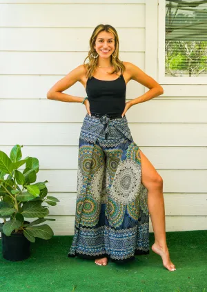 Indigo Dream Mandala Palazzo Wrap Pants