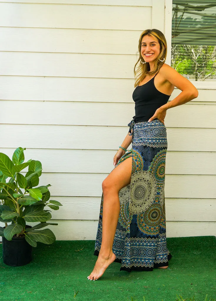 Indigo Dream Mandala Palazzo Wrap Pants