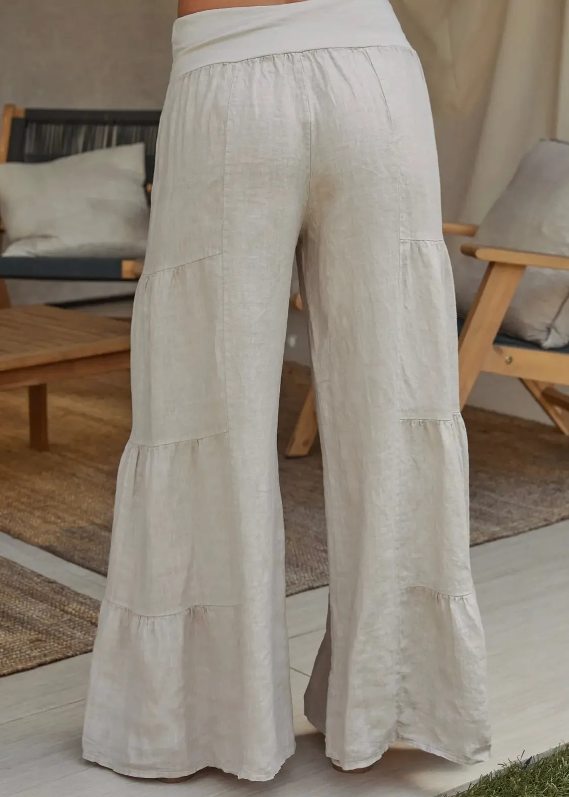 Italian Linen Tiered Palazzo Pant