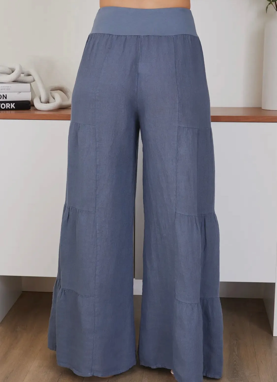 Italian Linen Tiered Palazzo Pant