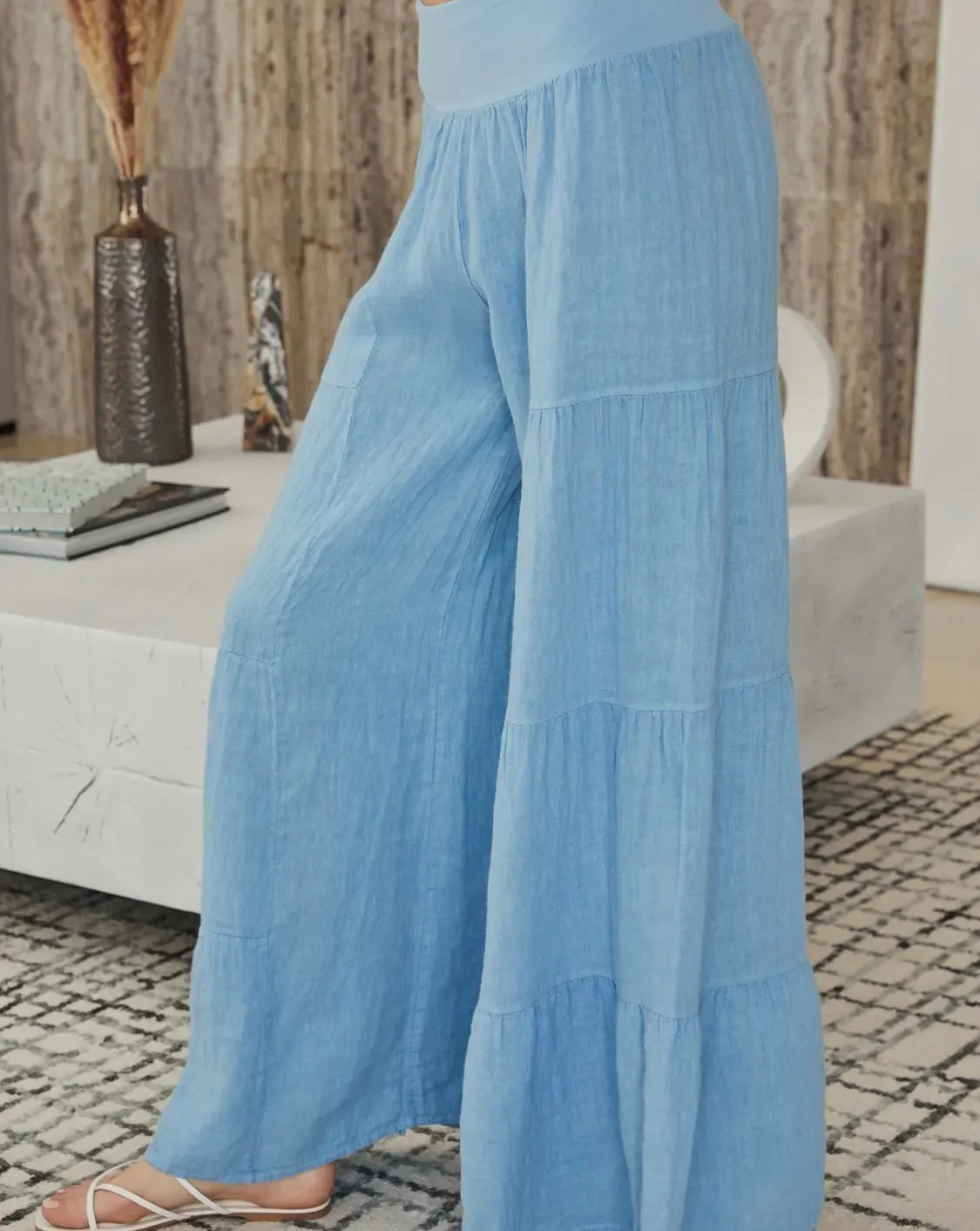 Italian Linen Tiered Palazzo Pant