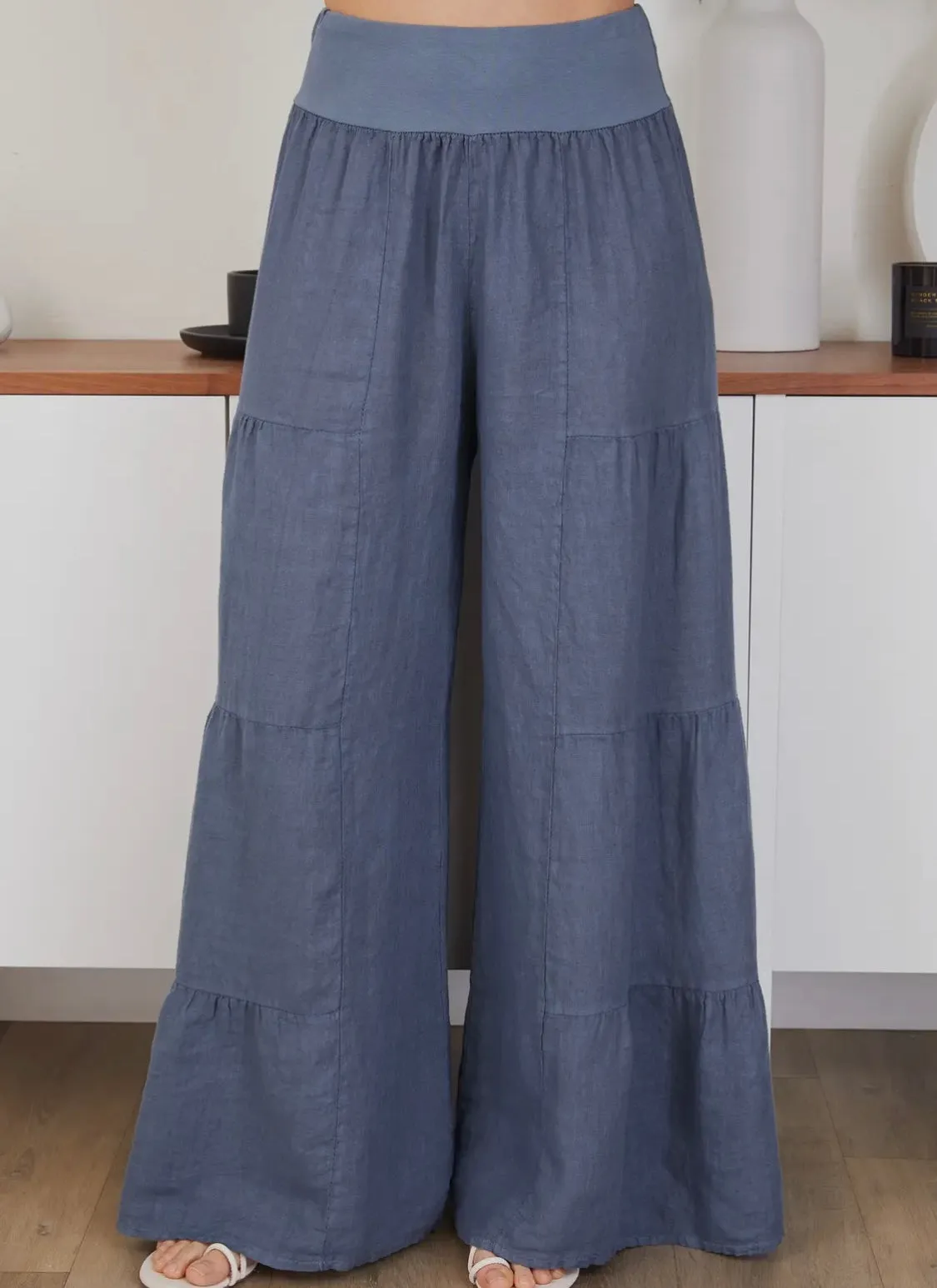 Italian Linen Tiered Palazzo Pant