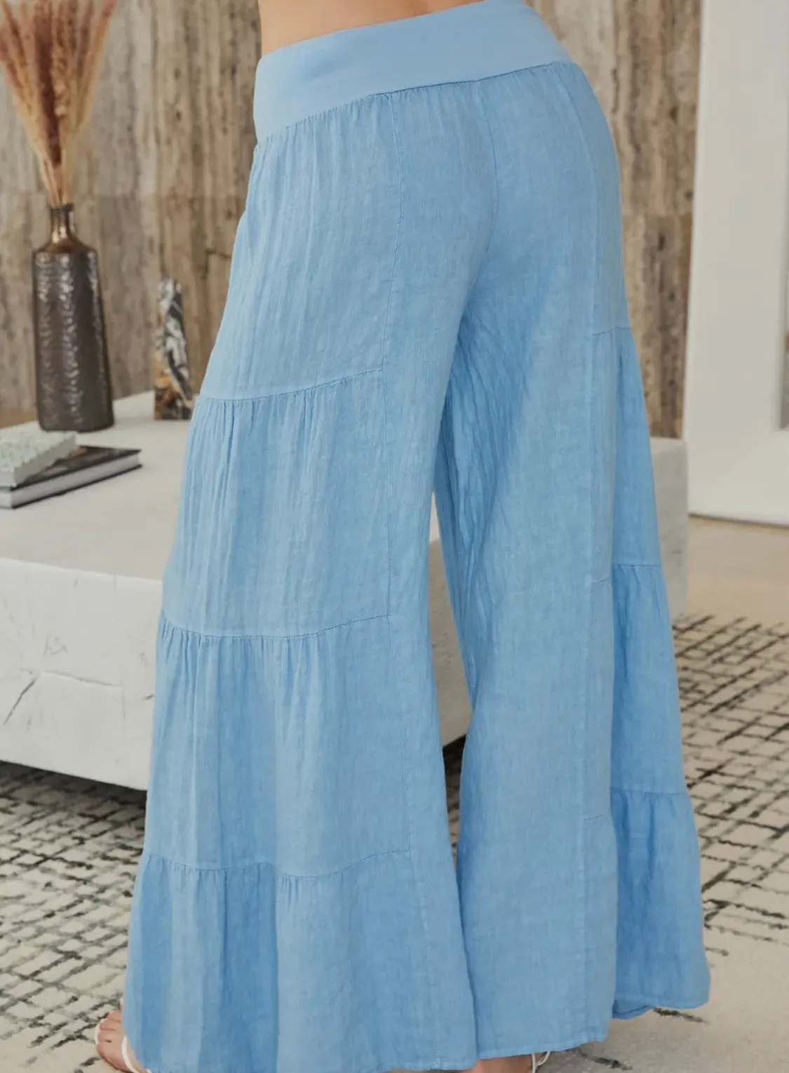 Italian Linen Tiered Palazzo Pant