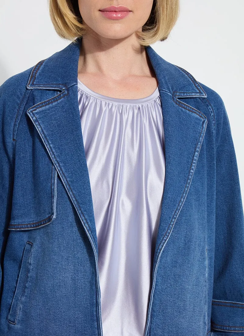 Jeanne Cropped Tencel Denim Trench