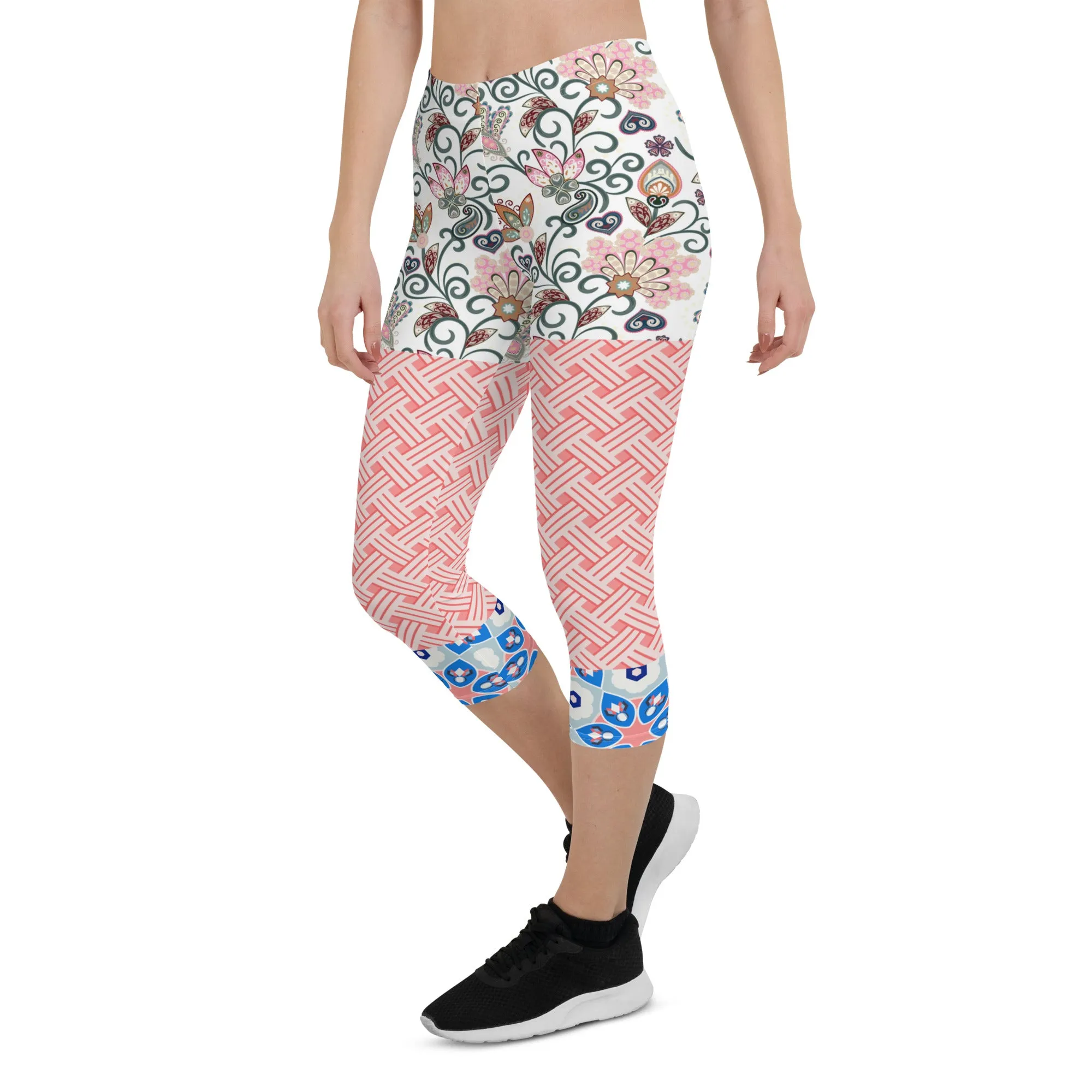 Jingle Pug Pink Floral Capris