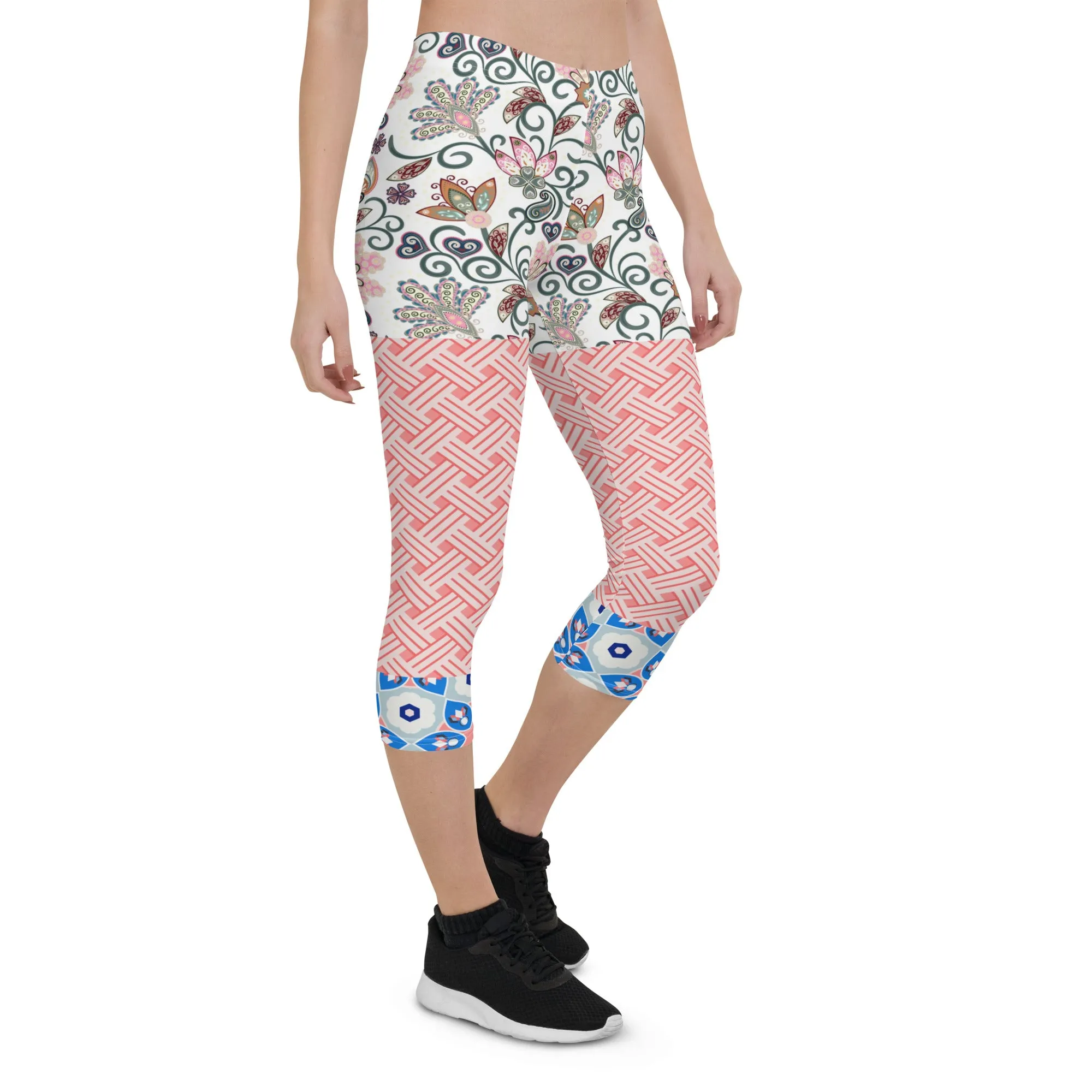 Jingle Pug Pink Floral Capris