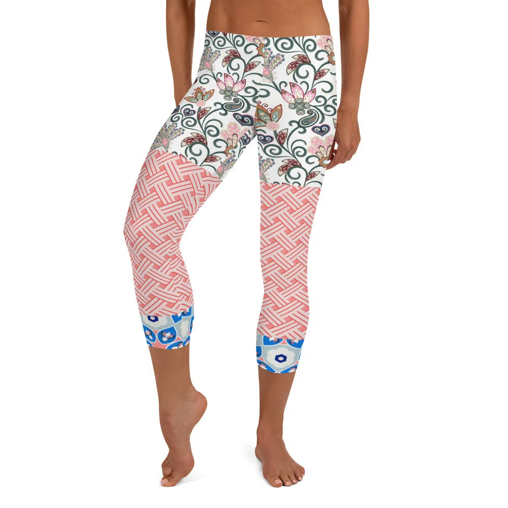 Jingle Pug Pink Floral Capris