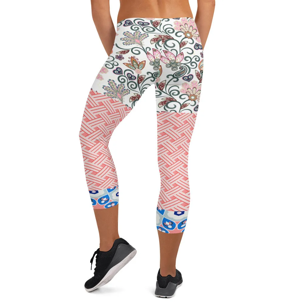 Jingle Pug Pink Floral Capris