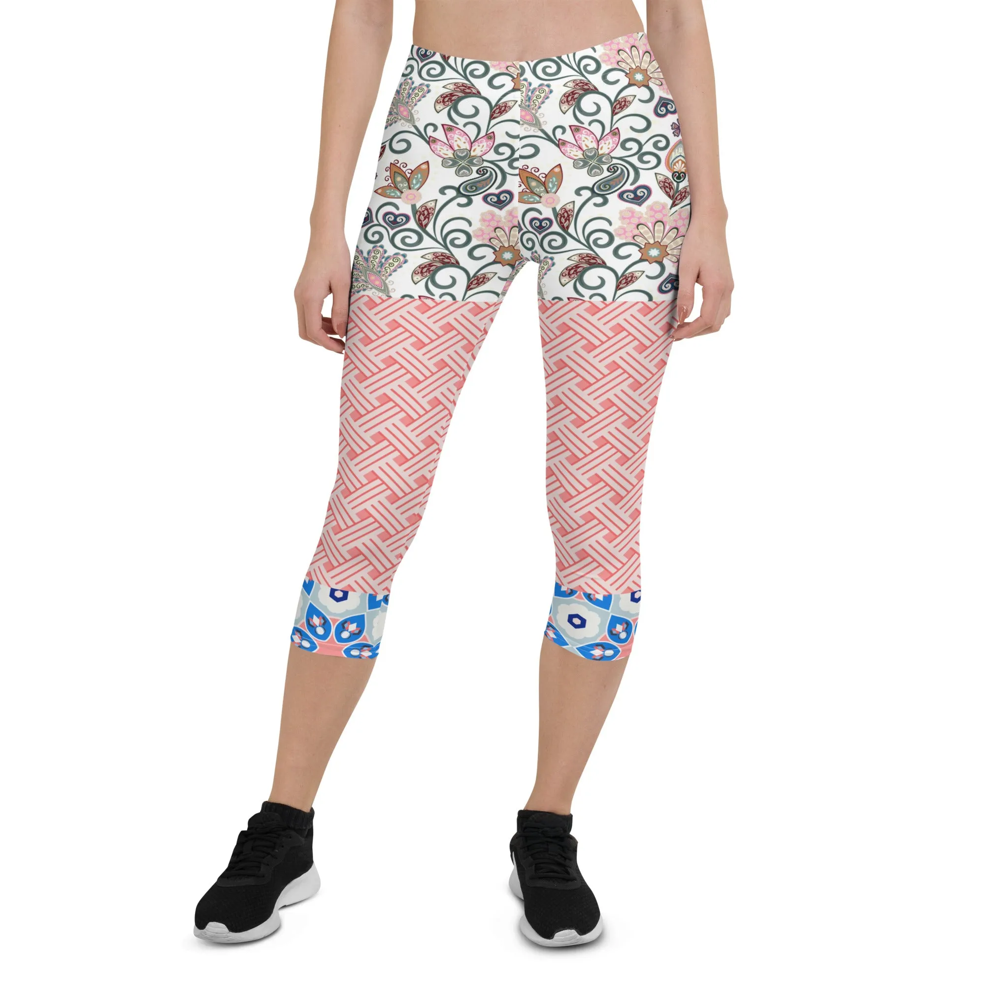 Jingle Pug Pink Floral Capris