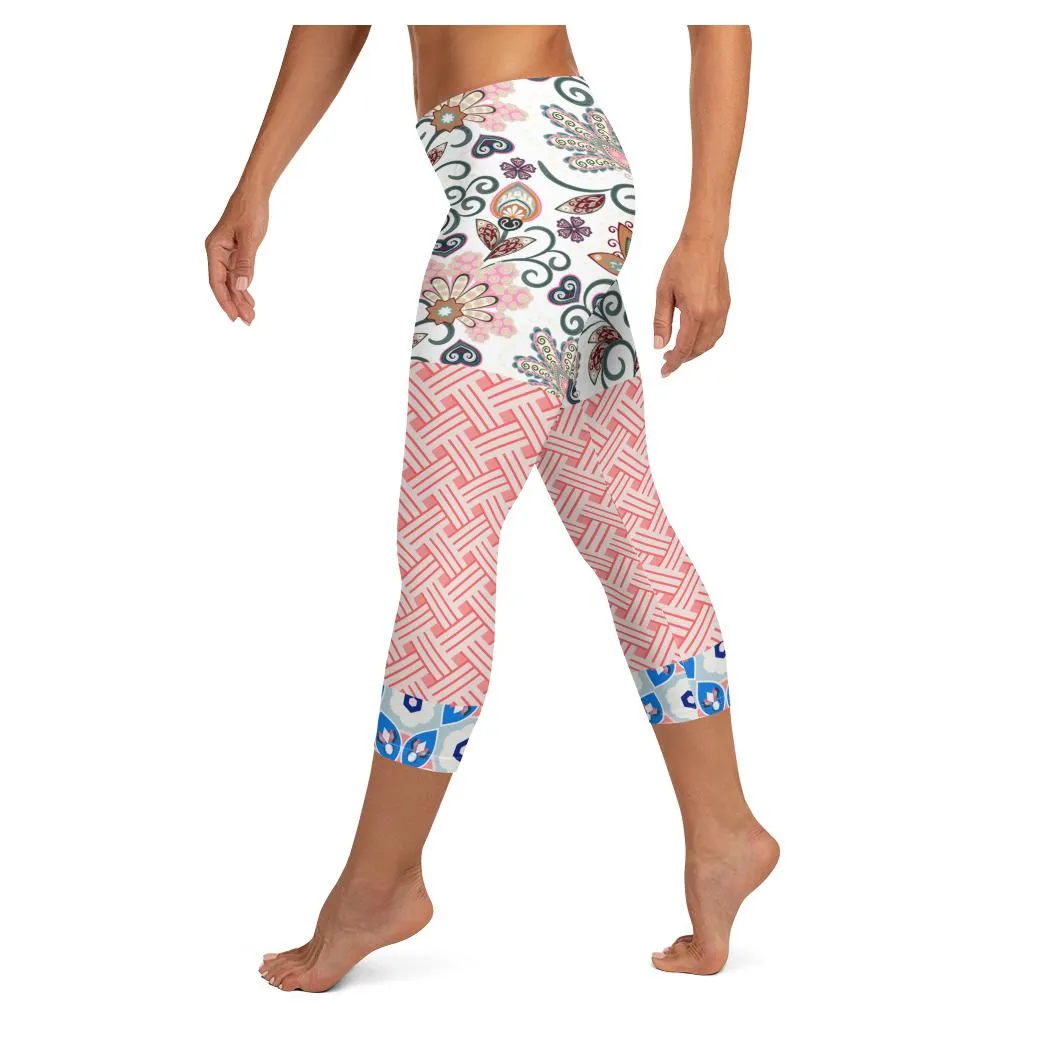 Jingle Pug Pink Floral Capris