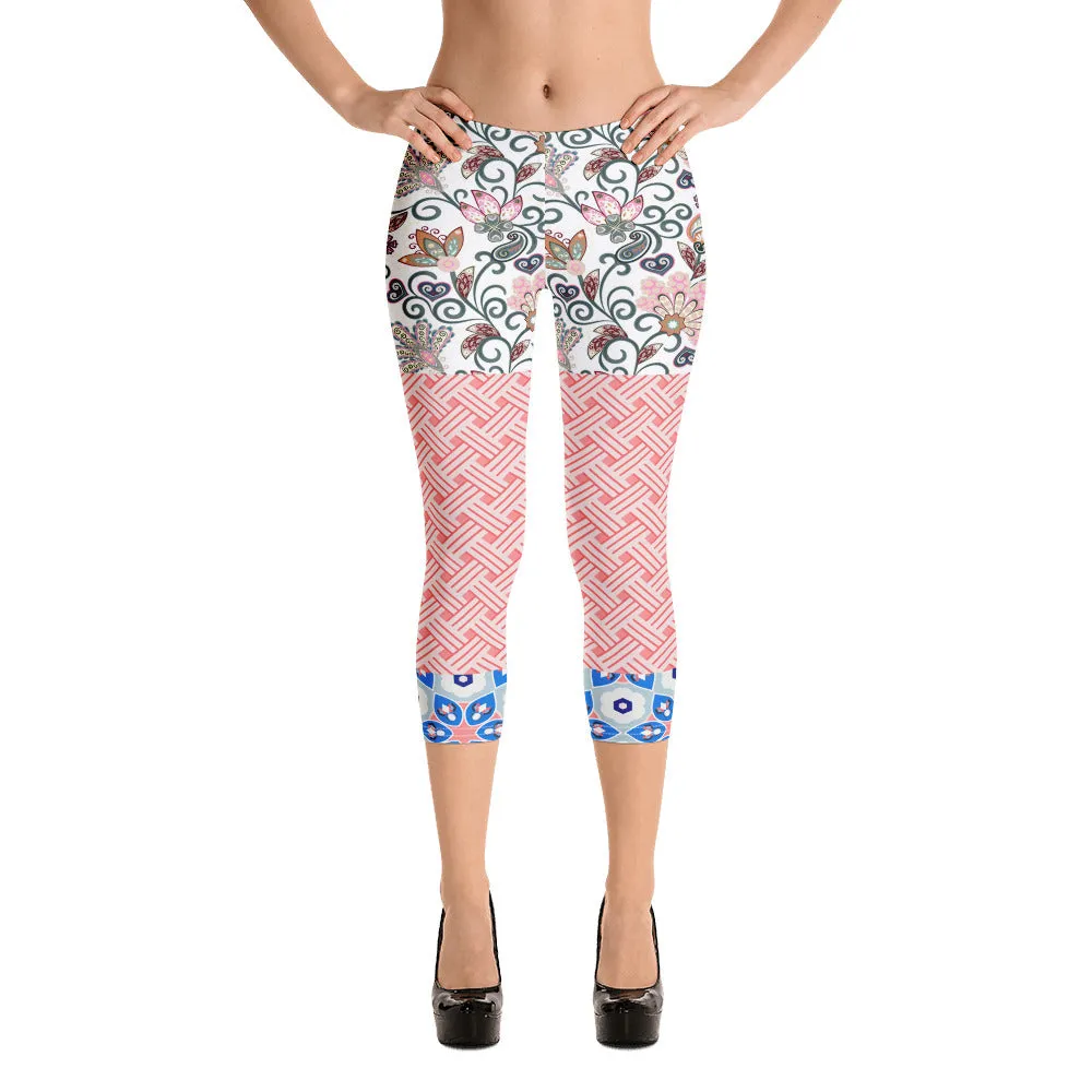 Jingle Pug Pink Floral Capris