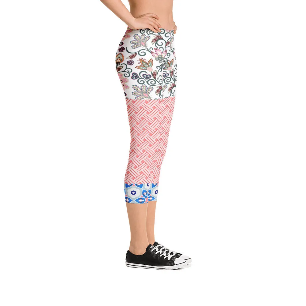 Jingle Pug Pink Floral Capris