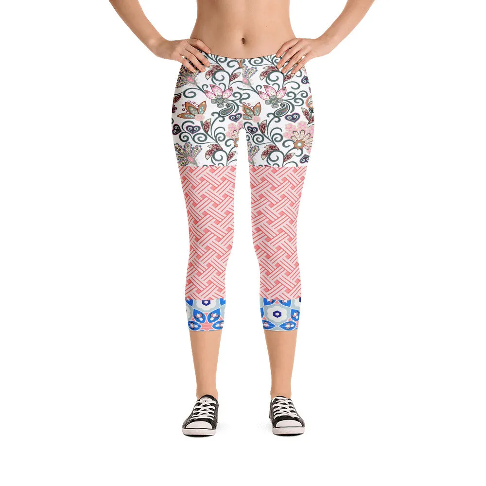 Jingle Pug Pink Floral Capris