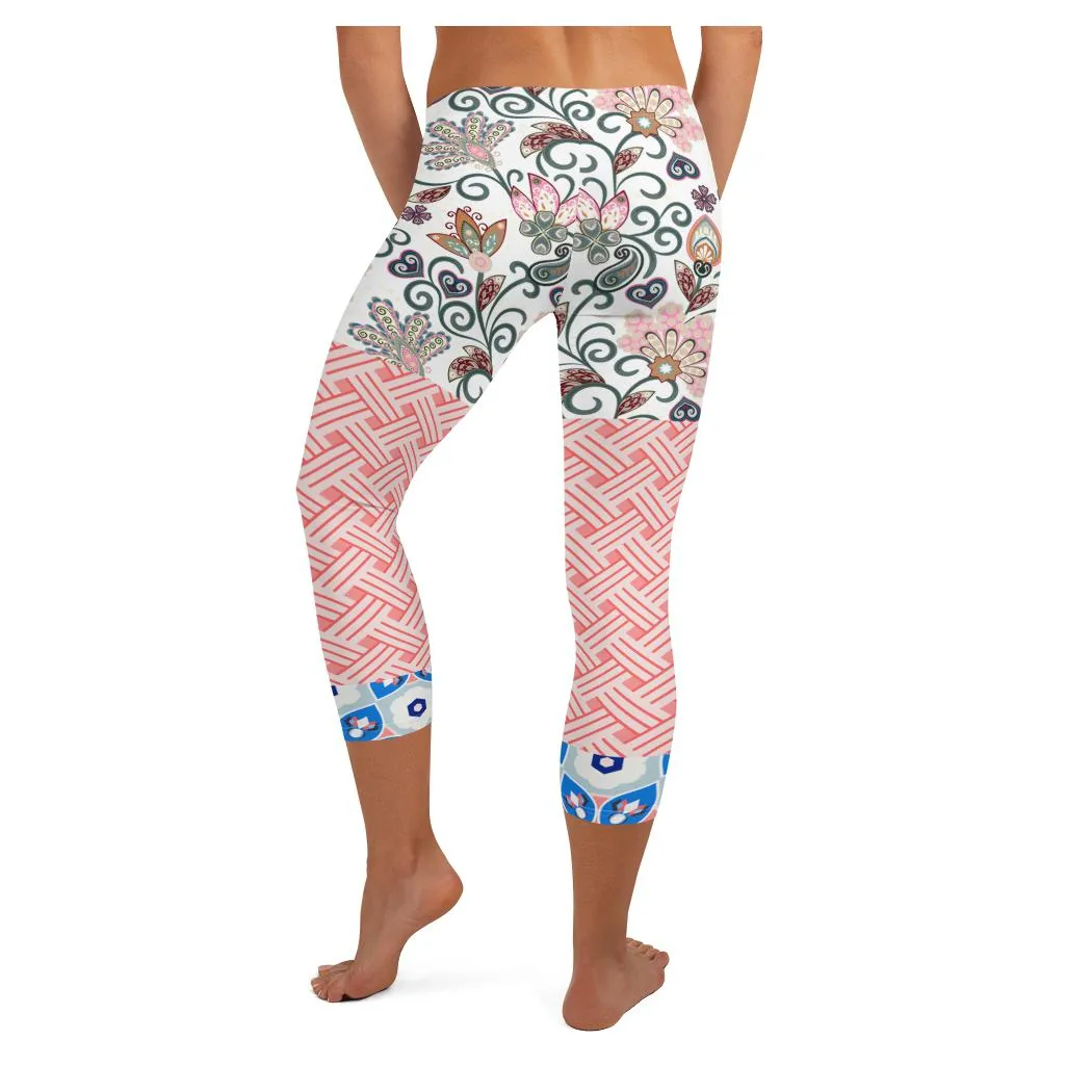 Jingle Pug Pink Floral Capris