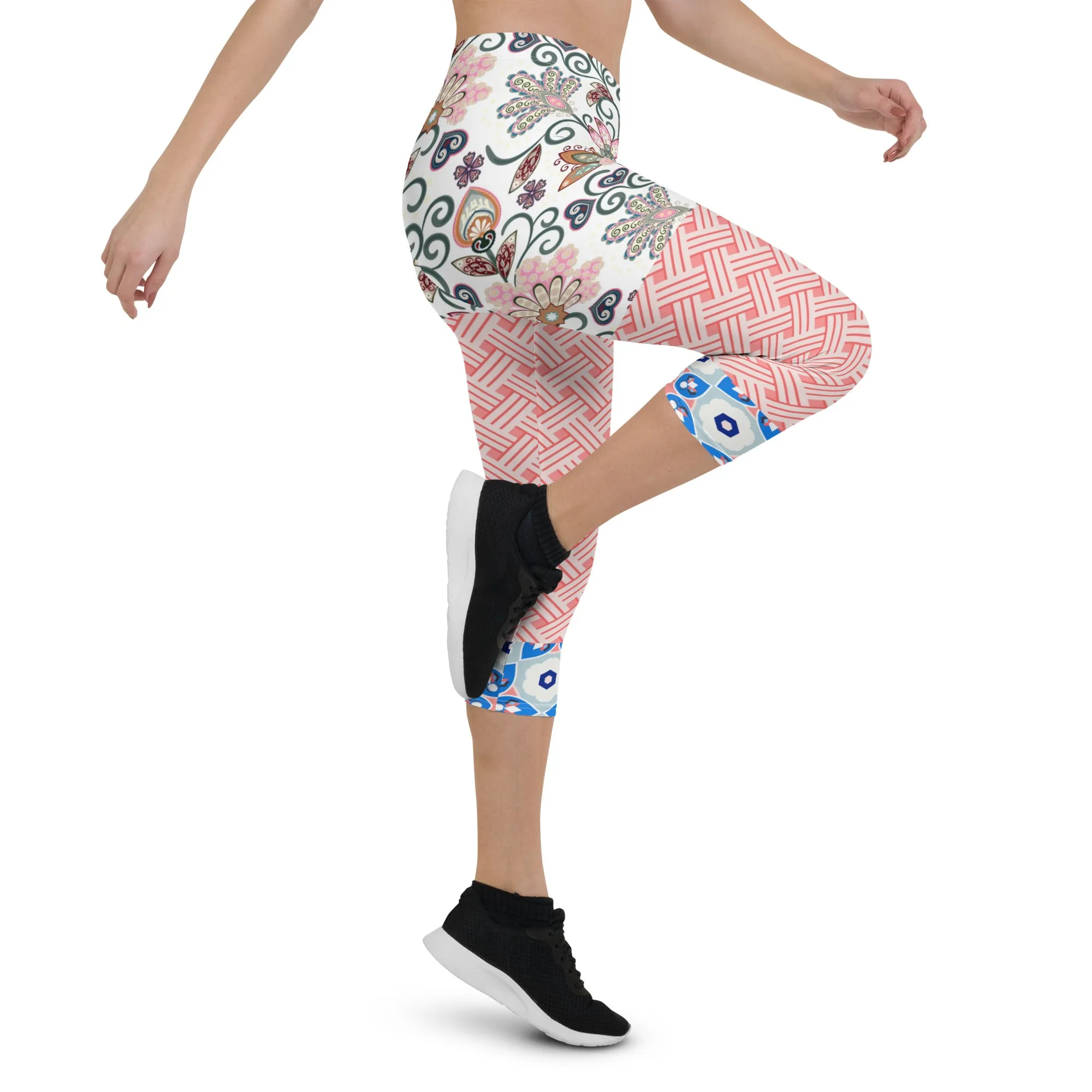 Jingle Pug Pink Floral Capris