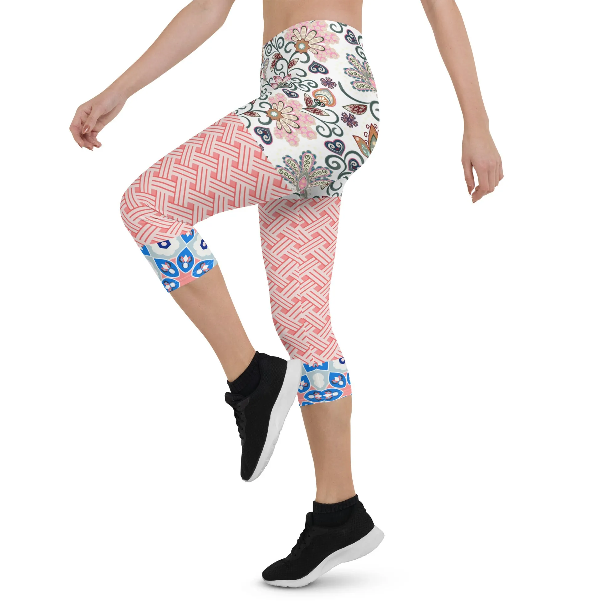 Jingle Pug Pink Floral Capris