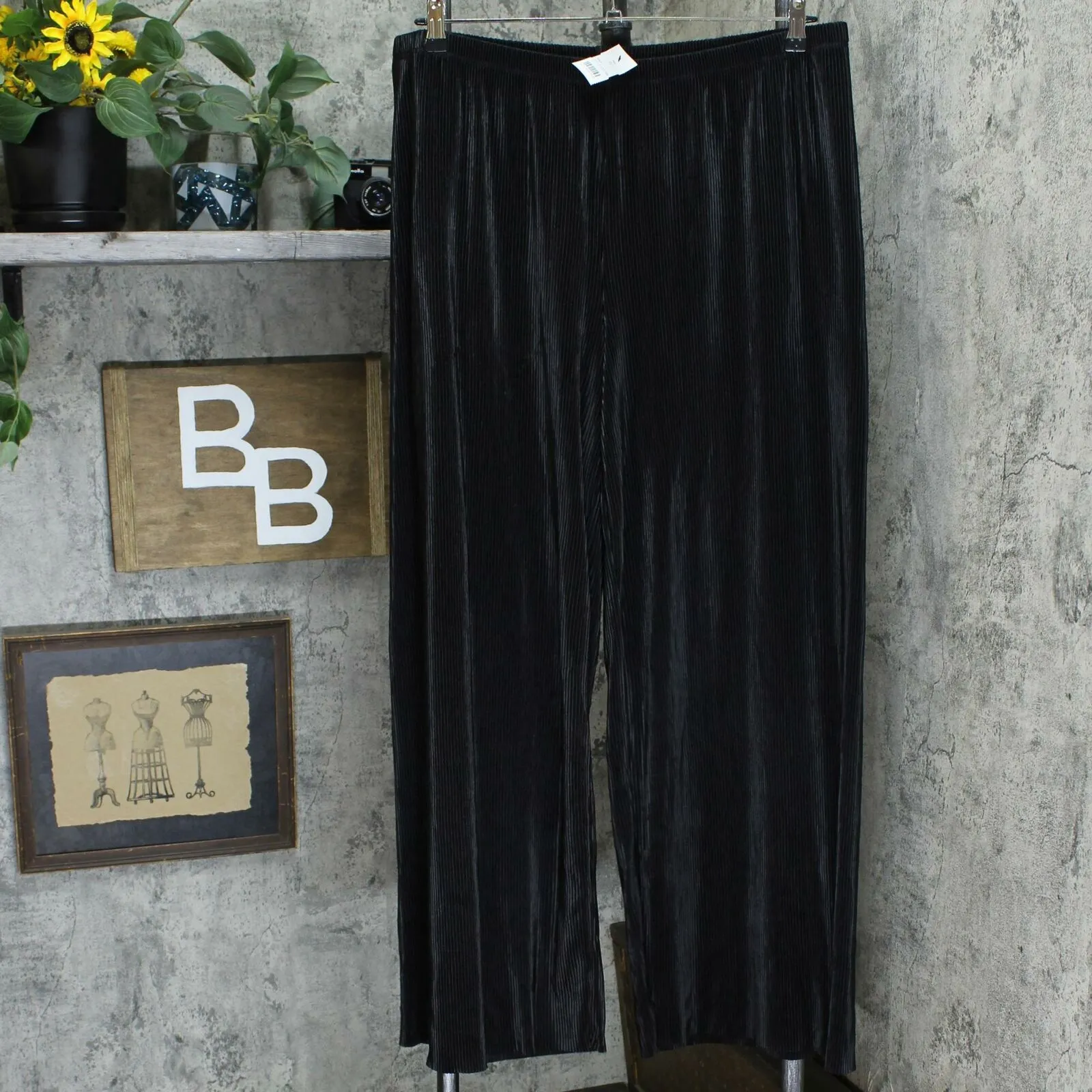 Joan Rivers Women's Solid Accordion Pleat Palazzo Pants