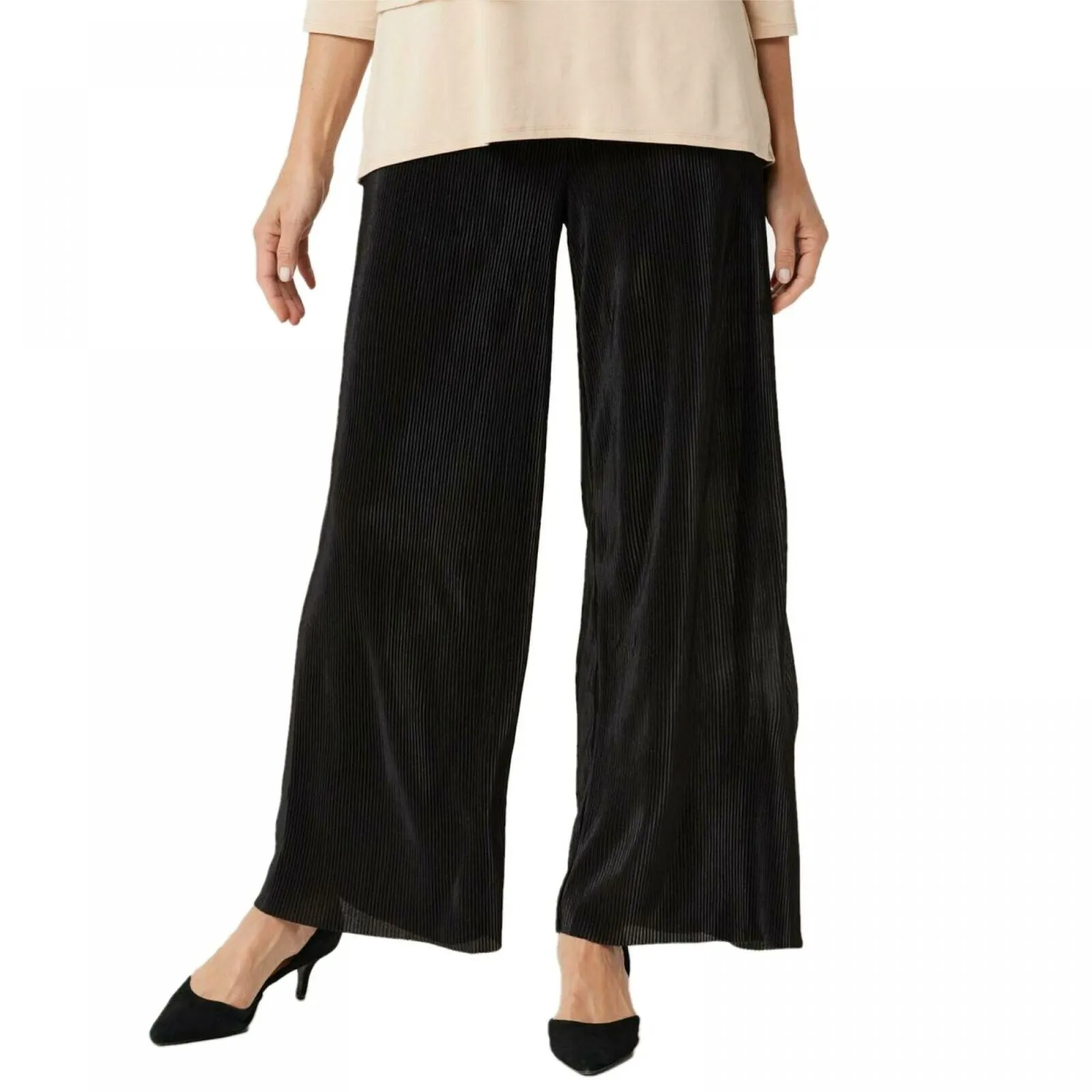 Joan Rivers Women's Solid Accordion Pleat Palazzo Pants