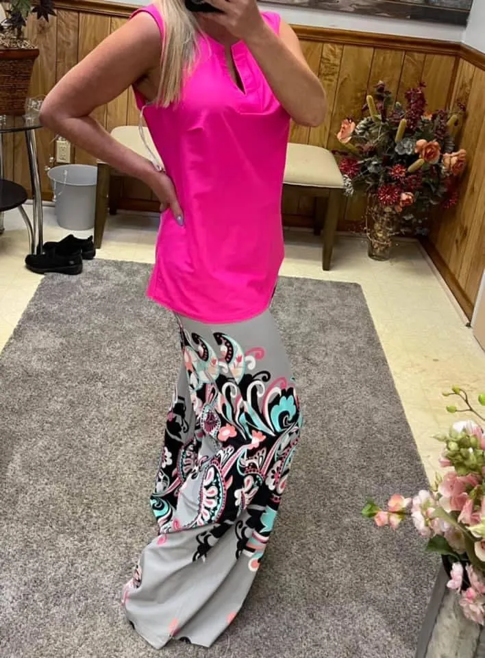 Jonah Palazzo Pant in Grey Floral