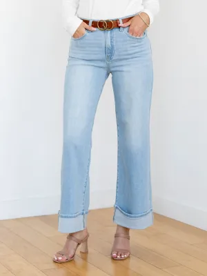 Just Black Light Denim Cuffed Palazzo