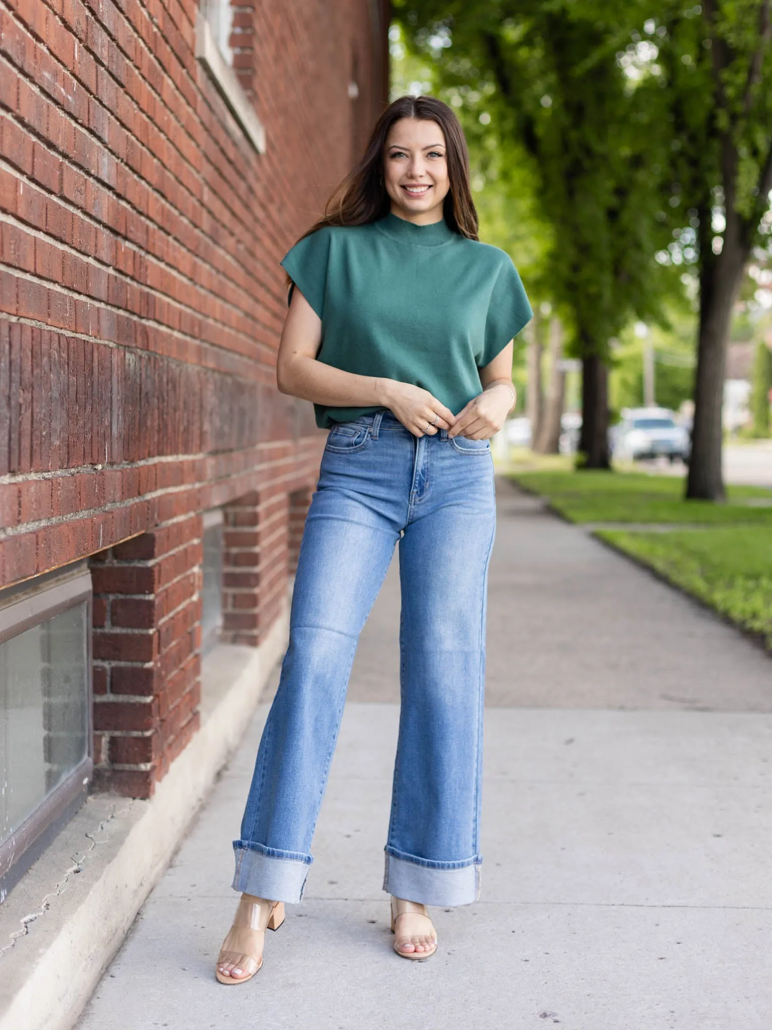 Just Black Medium Denim Cuffed Palazzo
