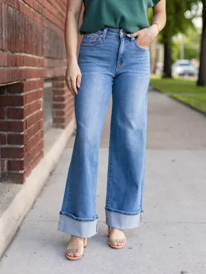 Just Black Medium Denim Cuffed Palazzo