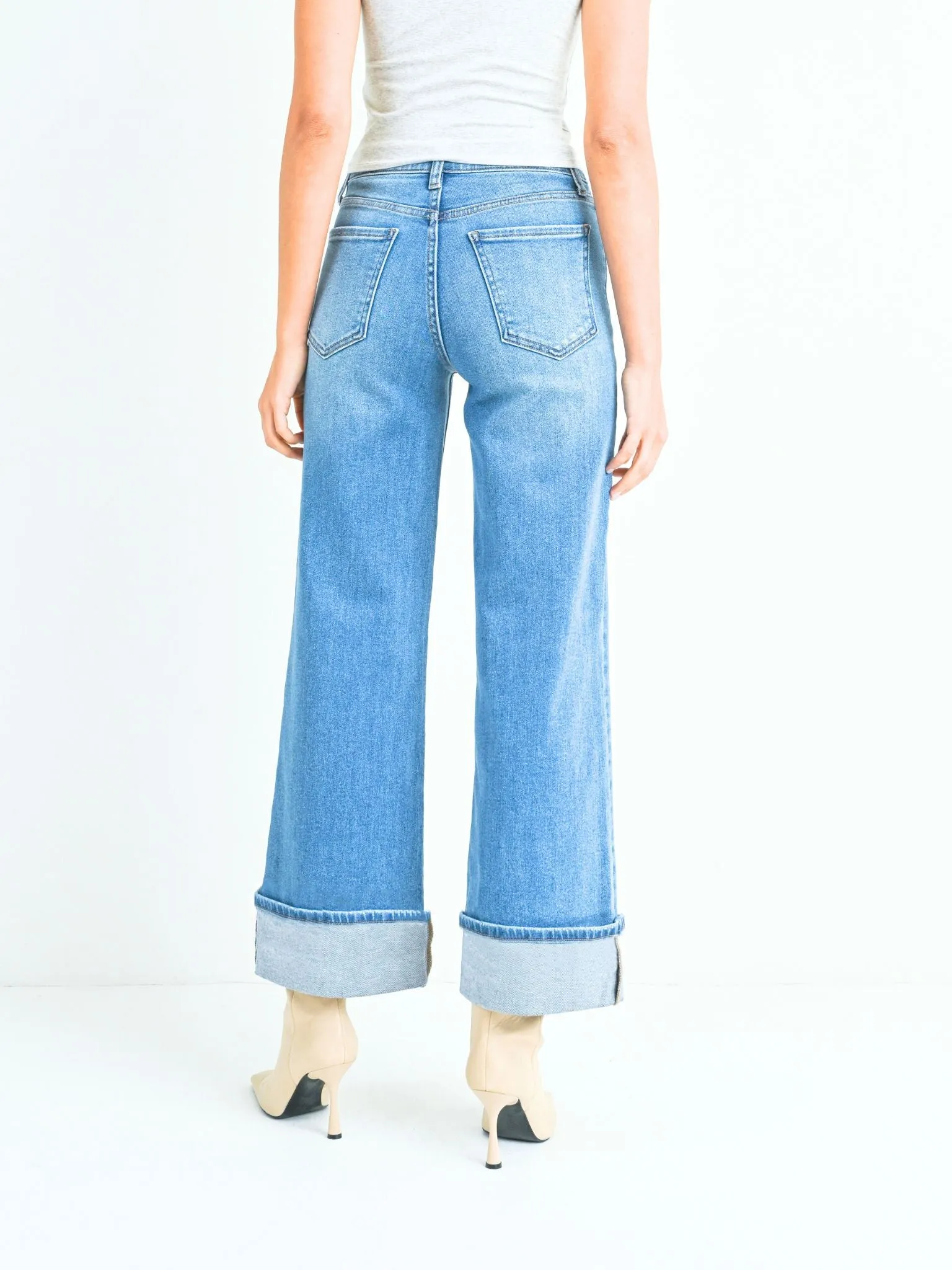 Just Black Medium Denim Cuffed Palazzo