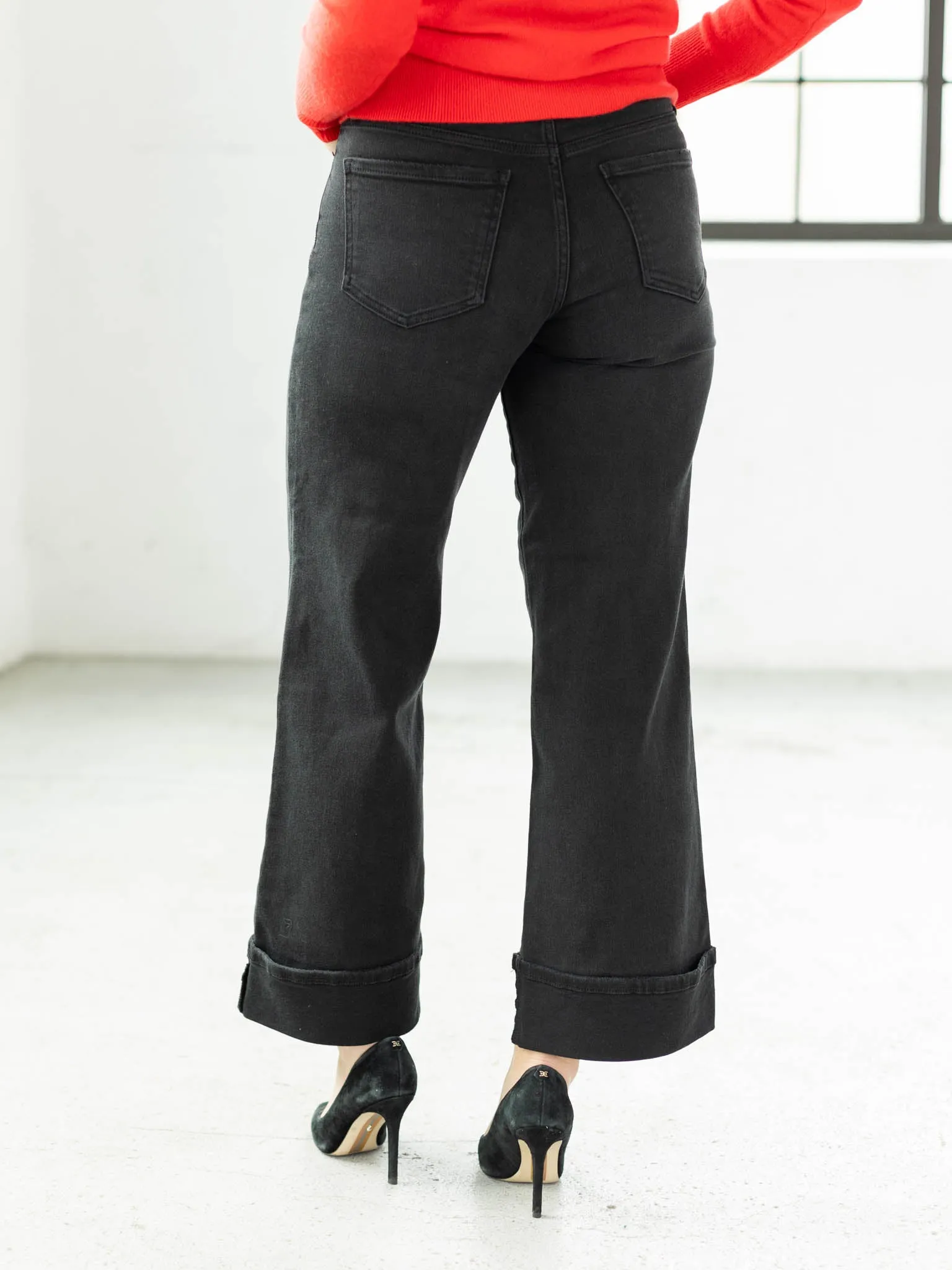 Just Black Washed Black Cuffed Palazzo