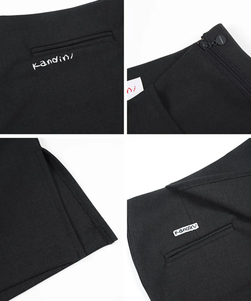 KANDINI Semi-bootcut Wrap Pants - Charcoal
