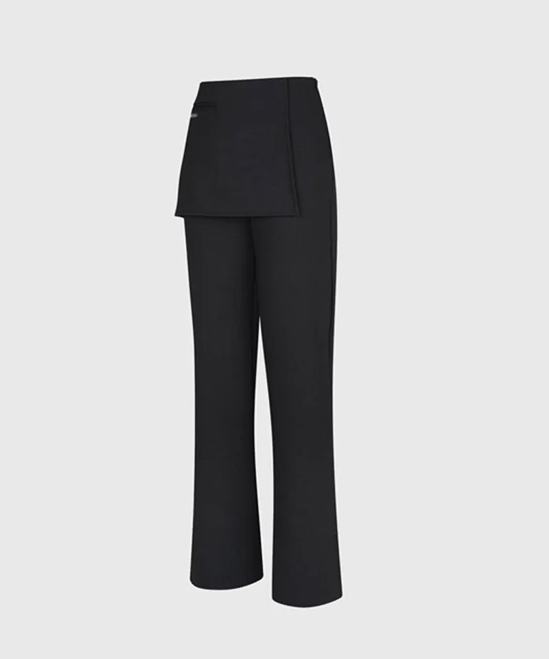KANDINI Semi-bootcut Wrap Pants - Charcoal
