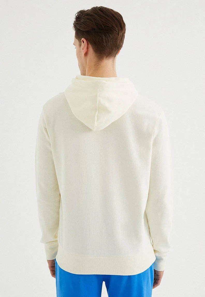 Krem Rengi Kapüşonlu Cepli Pamuklu Regular Fit Erkek Sweatshirt CORE HOODIE w/POCKET