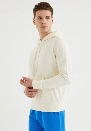Krem Rengi Kapüşonlu Cepli Pamuklu Regular Fit Erkek Sweatshirt CORE HOODIE w/POCKET