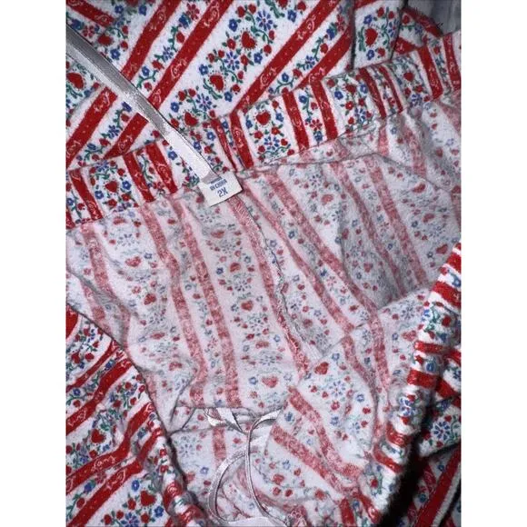 LANZ OF SALZBURG 2 Piece Flannel Pajama Set Women's 2X Plus Size Hearts Stripes