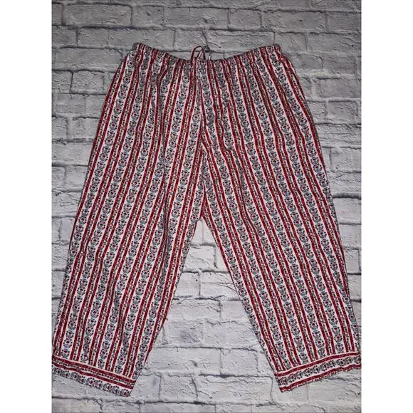 LANZ OF SALZBURG 2 Piece Flannel Pajama Set Women's 2X Plus Size Hearts Stripes