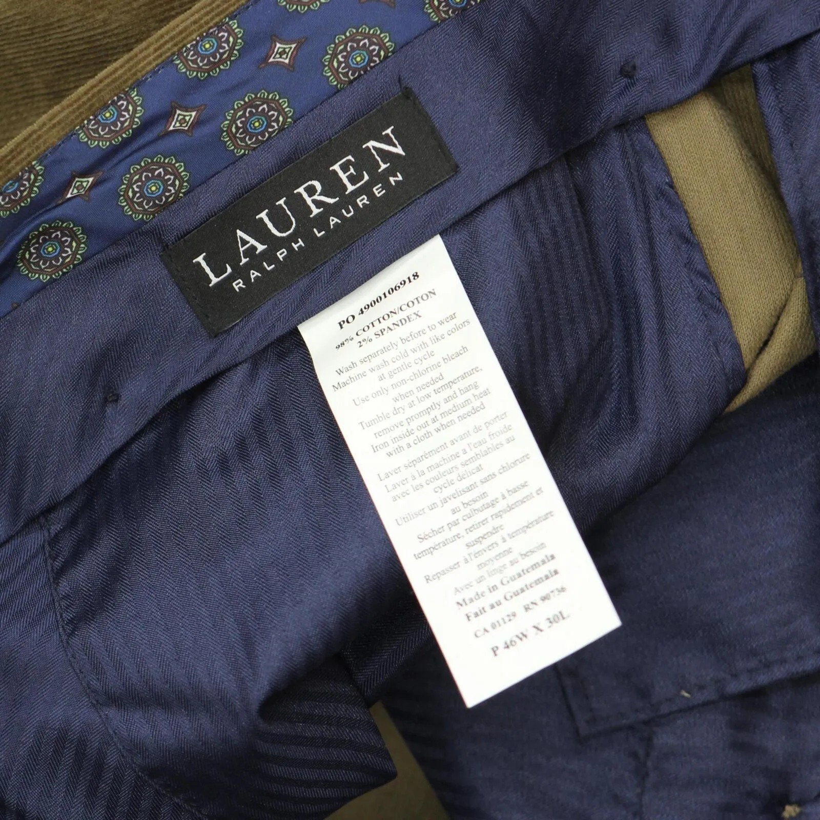 Lauren Ralph Lauren Mens Corduroy Stretch Dress Pants 1669252419f50c Brown 46x30