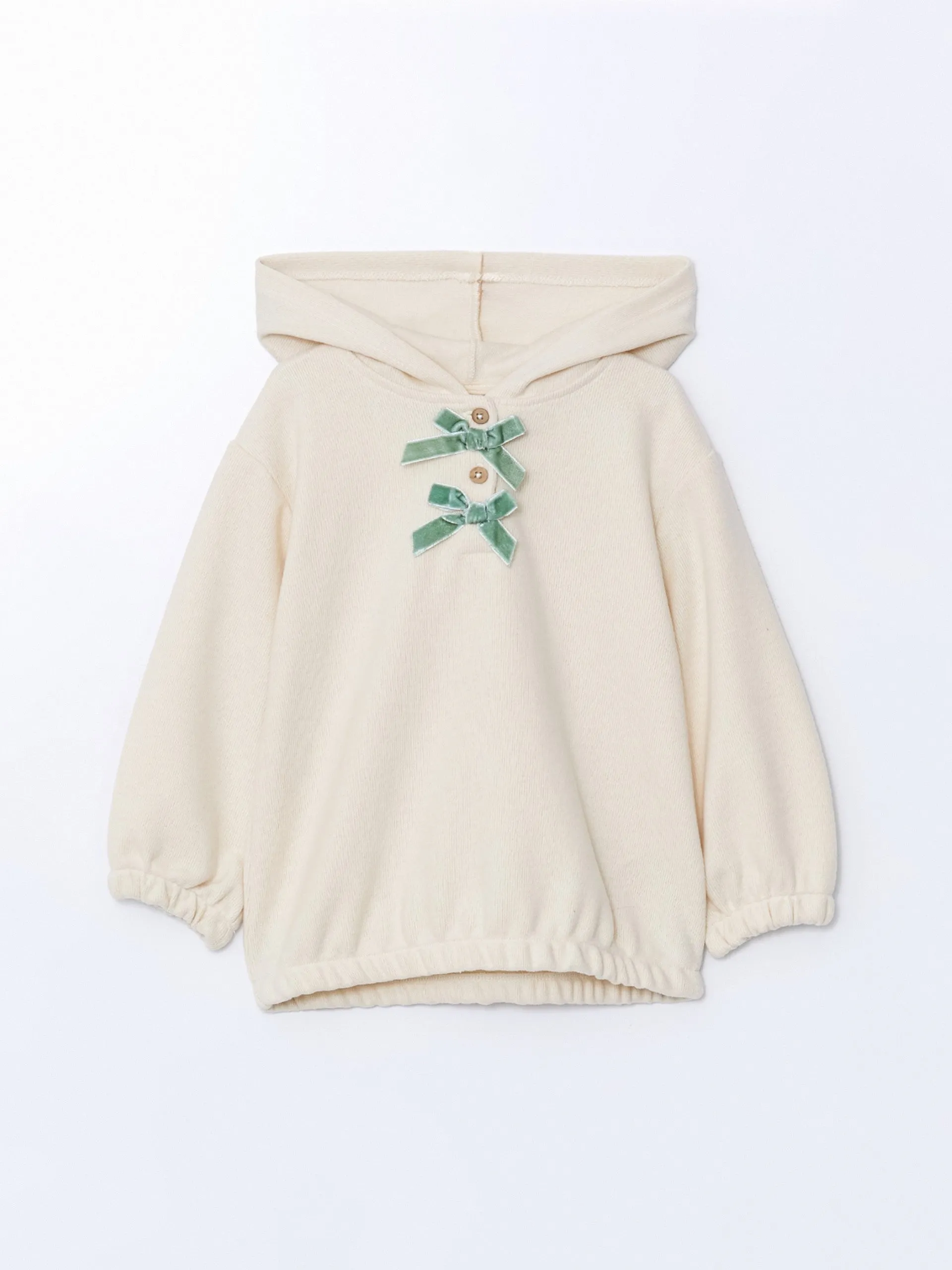 Lcw Baby Beige Hooded Girl Sweatshirt And Tracksuit Bottom 2-Piece Set