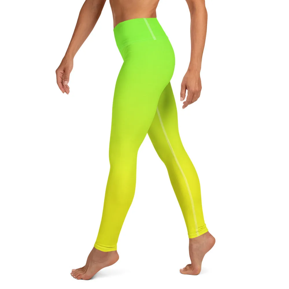 Lemon Lime Ombre High-waist Yoga Leggings
