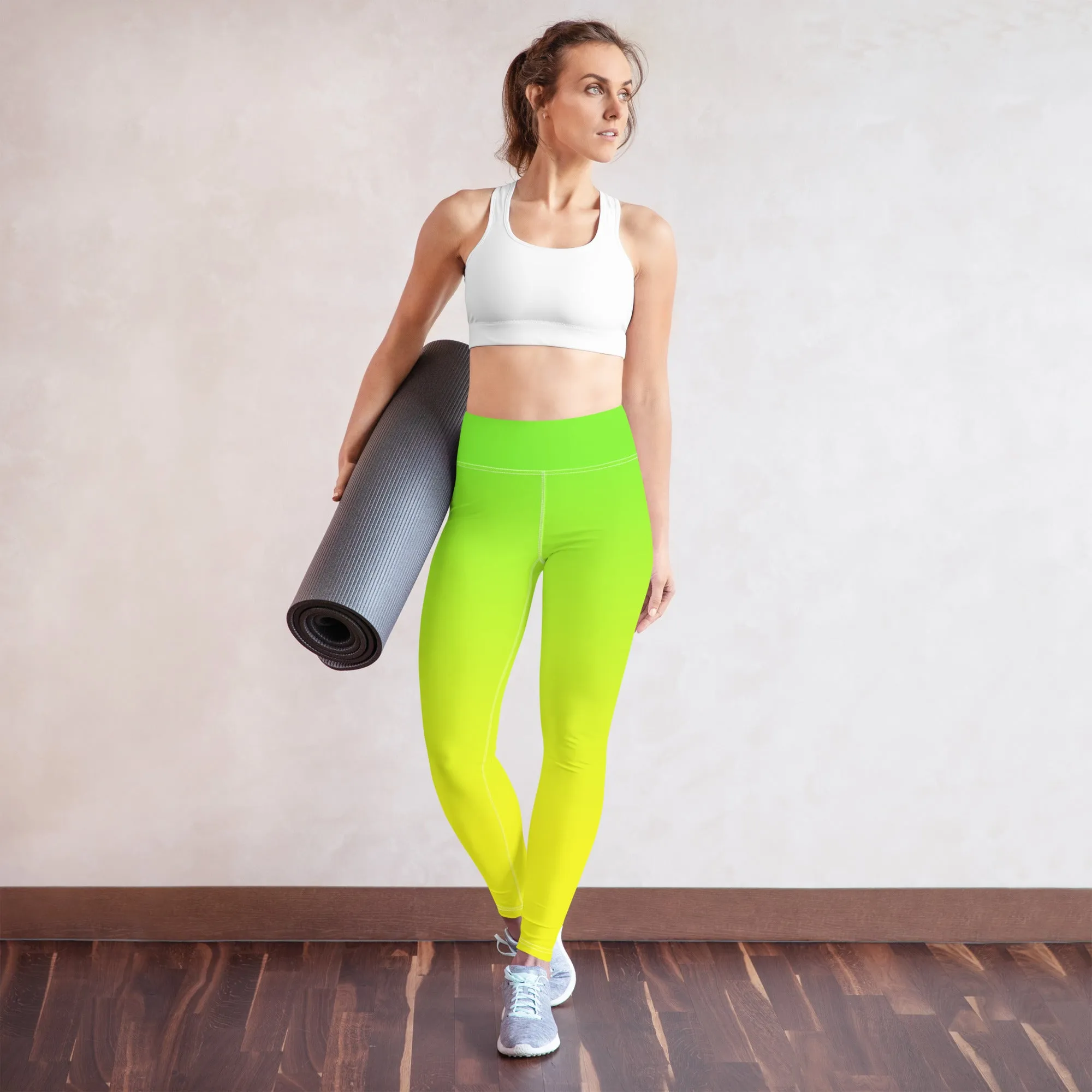 Lemon Lime Ombre High-waist Yoga Leggings
